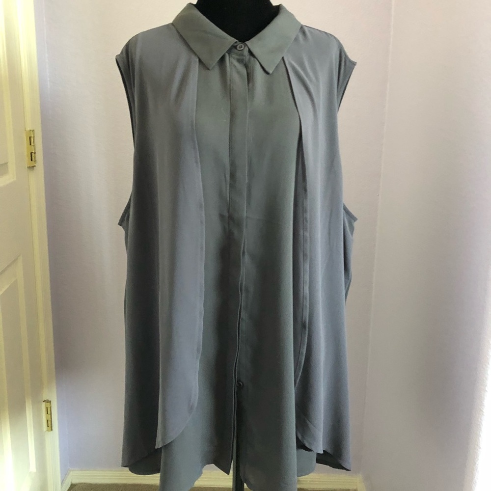 Grey collared tank-blouse